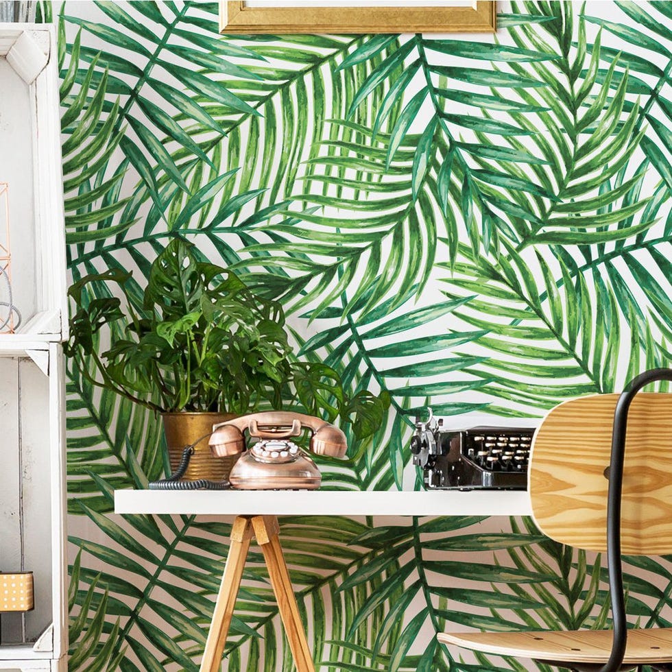 Tropical Leaves in Subtle Background Wallpaper Design