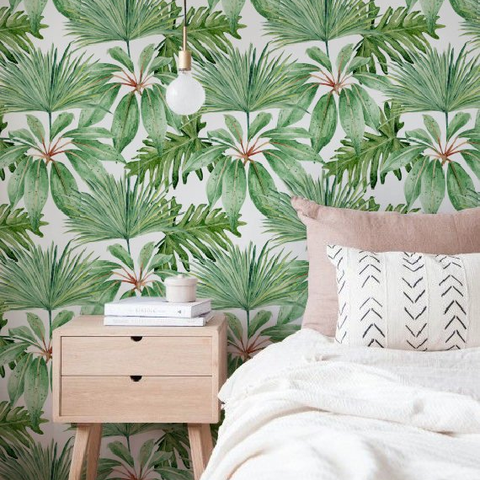Verrassend 10 Best Tropical Removable Wallpapers - Palm Leaf Temporary Wallpaper KY-88