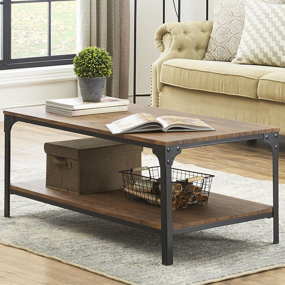 O&K Furniture Industrial Rectangular Coffee Table