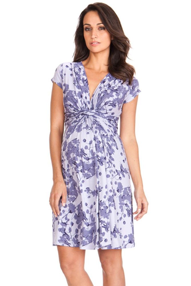 Lavender Blossom Knot Front Maternity Dress