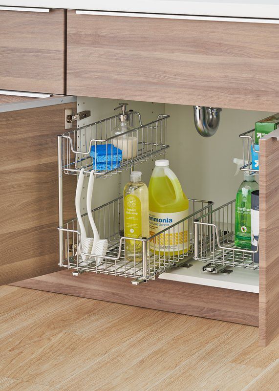 sliding tiered under-sink organizer