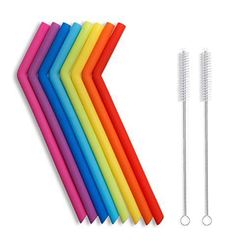 Hiware Extra-Long Silicone Drinking Straws
