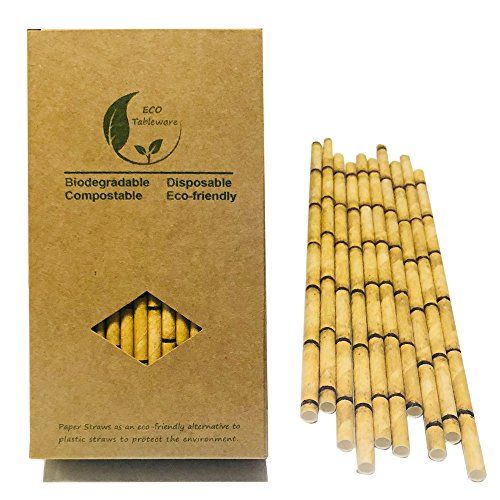 Yellow Bamboo Drinking Paper Straws