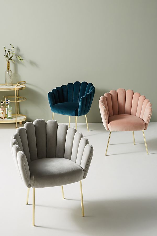 Anthropologie pink velvet online chair