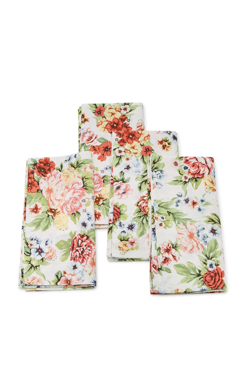 Set of Four Light Floral Linen Napkin Set
