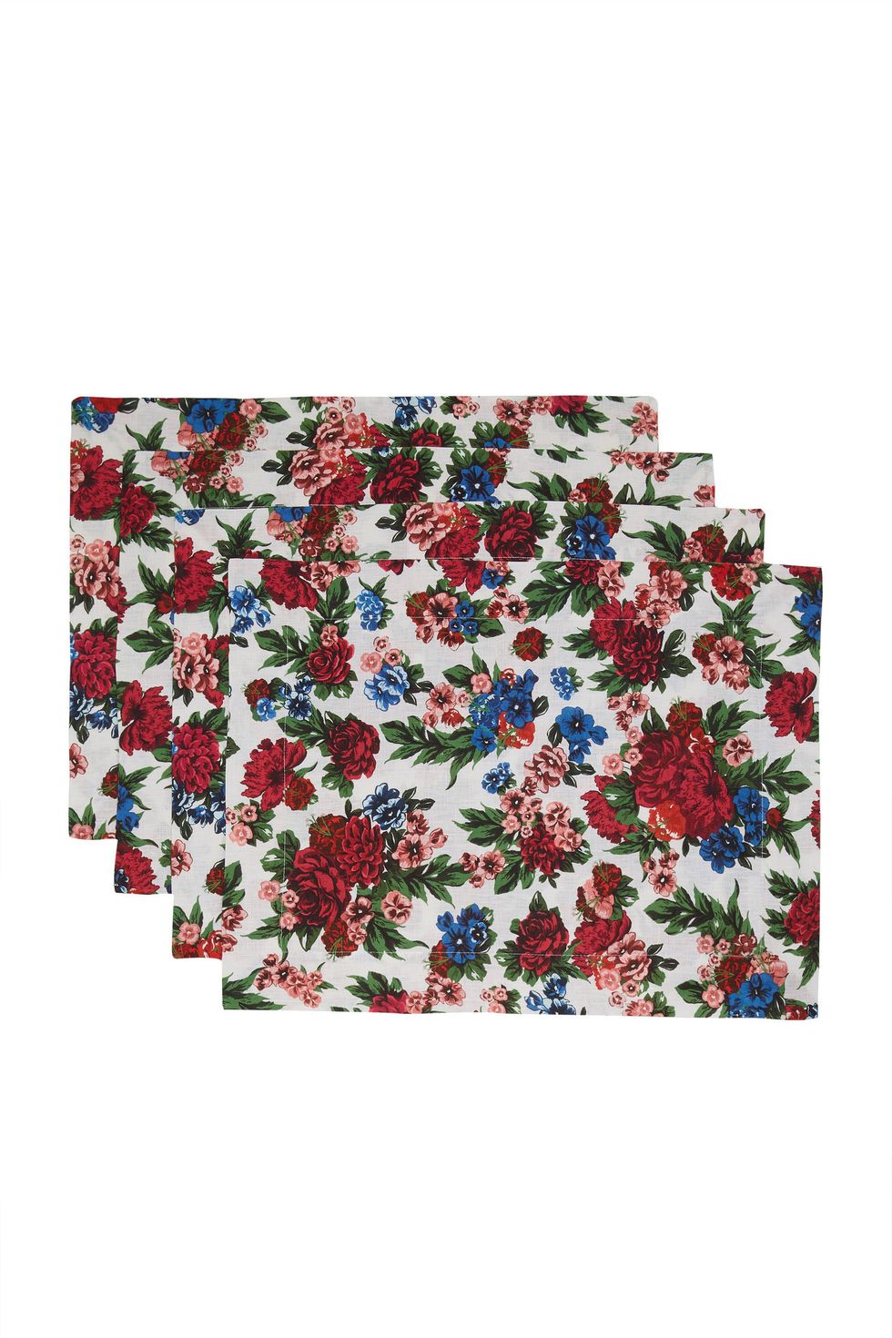 Set of Four Floral Linen Placemat Set