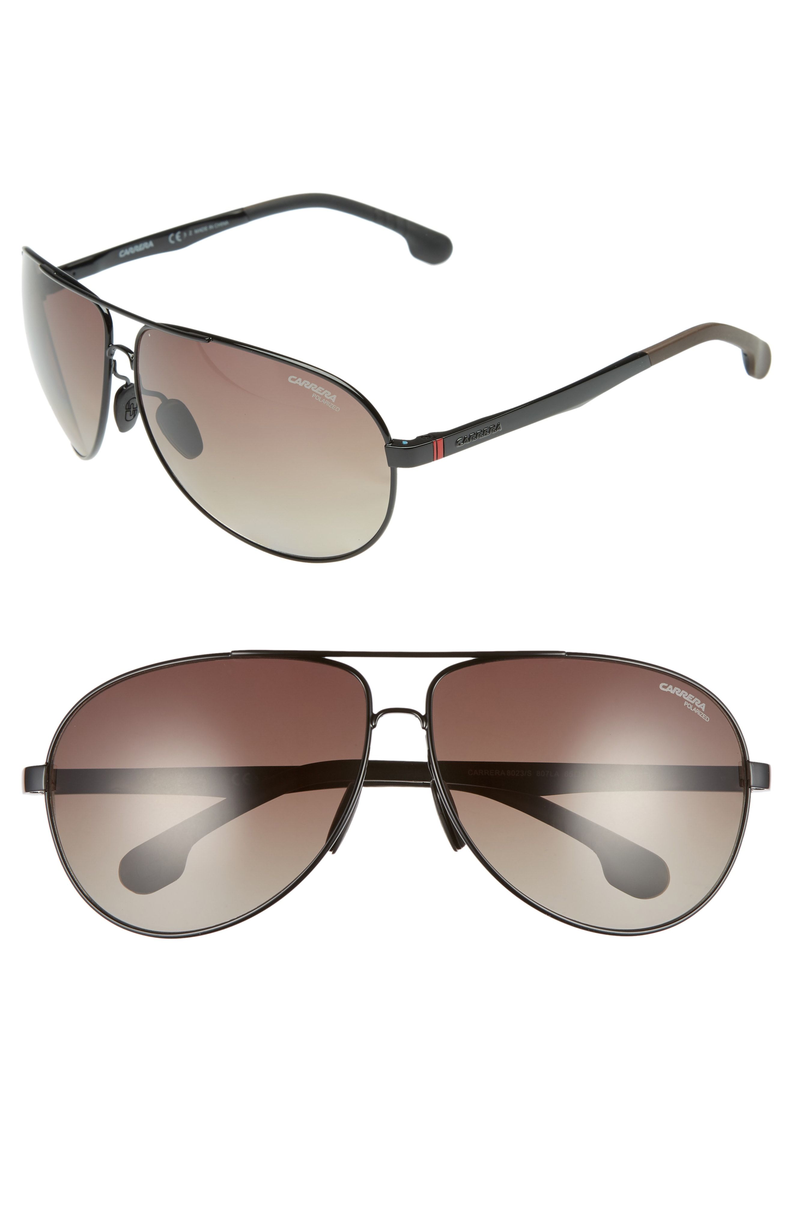 Carrera Polarized Brow Bar Aviator Sunglasses, 64mm | Bloomingdale's