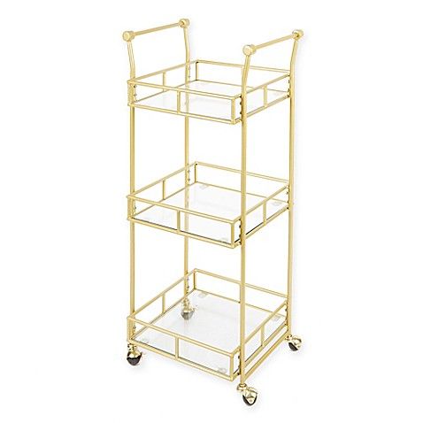 Silverwood Collier 3-Tier Square Bar Cart in Gold