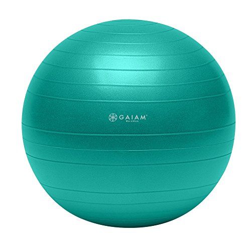 Gaiam Total Body Balance Ball Kit - Includes Anti-Burst Stability Exercise Yoga Ball, Air Pump, Workout Program [Without Stretch Strap, Green (65cm)]