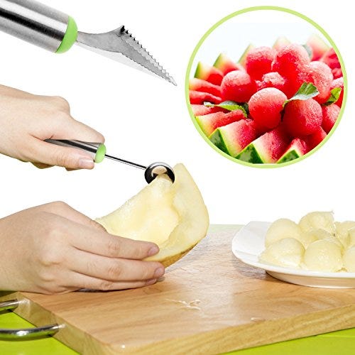 ESTONE Watermelon Slicer Fruit Cutter Knife - Watermelon Slicer, Stainless  Steel, Melon Cantaloupe Fruit and Cake Slicer Carver-Pack of 2 