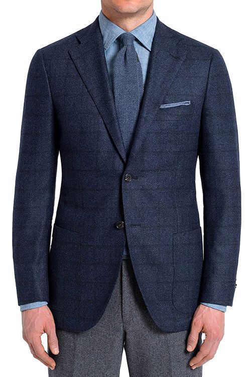 Proper Cloth Bedford Navy Plaid Wool Jacket