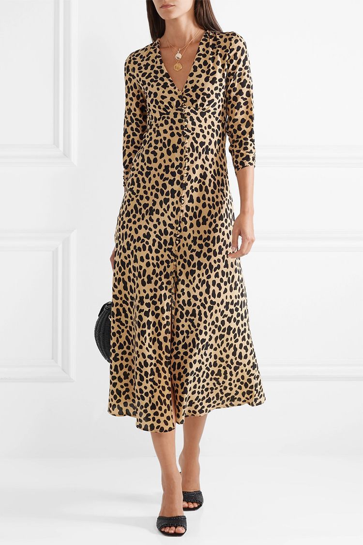 Rixo London Katie Leopard-Print Silk Dress