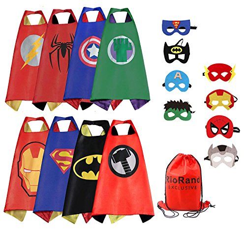 RioRand Superhero Capes and Masks Set 