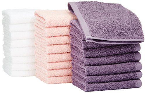 AmazonBasics Cotton Washcloths, 24-Pack, Multicolor