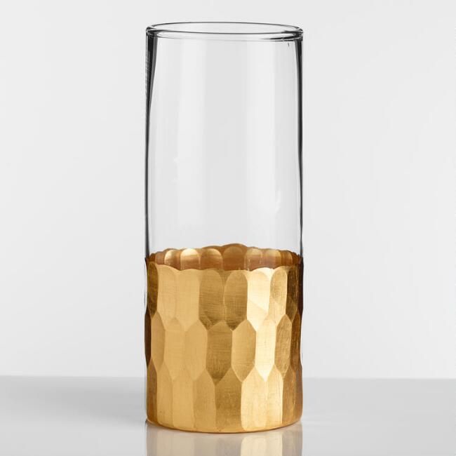 Gold Faceted Highball Glass Set
