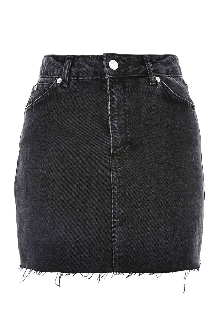Topshop Frayed Hem Denim Miniskirt