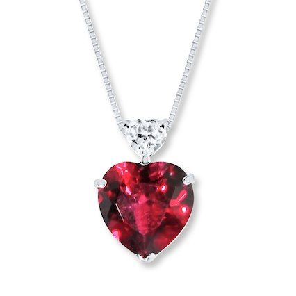 Lab-Created Ruby Necklace White Topaz Accent Sterling Silver