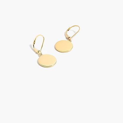 Demi-fine 14k gold-plated disc drop earrings