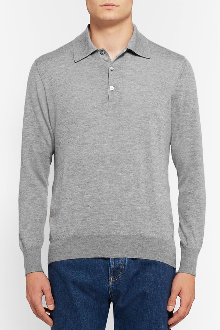 William Lockie Slim-Fit Mélange Cashmere Polo Shirt