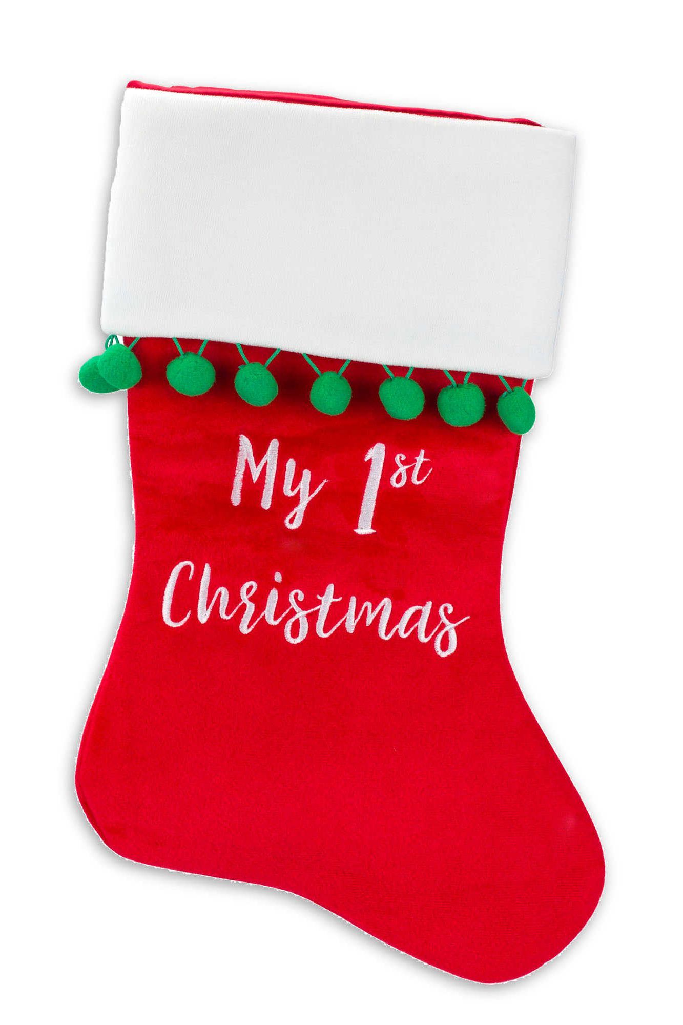 New ~ My First Christmas Red /& White Embroidered Stocking /& Hat Set Baby ~ New