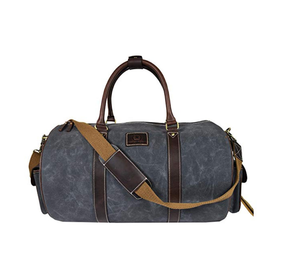 aaron leather travel duffel bag