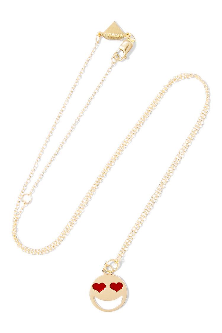 Alison Lou Lovestruck Enameled 14K Gold Necklace