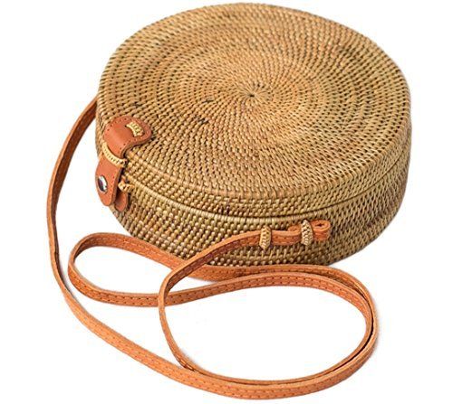 Bali Harvest Rattan Bag With Leather Strap