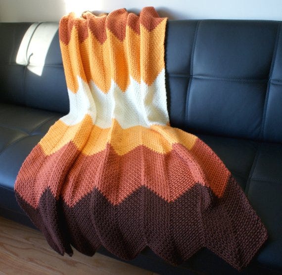 Pumpkin Spice Latte Chevron Blanket