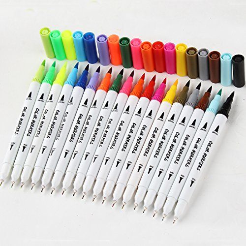 24 Dual Tip Brush Pens Art Markers