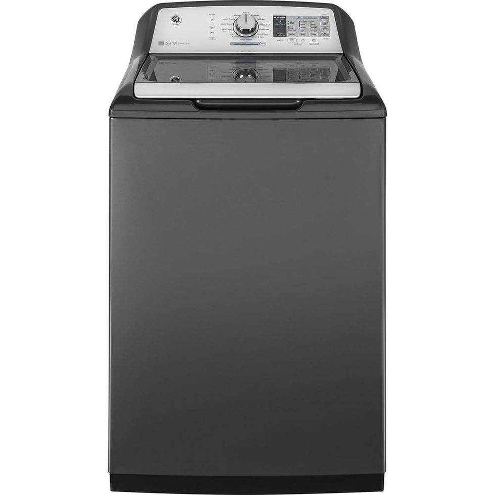 GE 5-Cubic-Foot High-Efficiency Diamond Gray Top Load Washing Machine and Wi-Fi Connected with SmartDispense