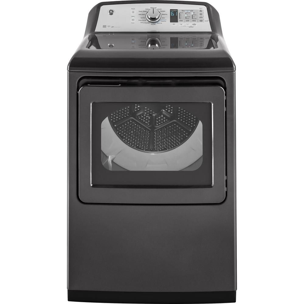 GE 7.4-Cubic-Foot 240 Volt Diamond Gray Electric Vented Dryer with Steam and Wi-Fi Connected