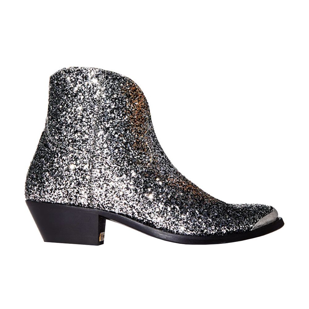 glitter boots flat