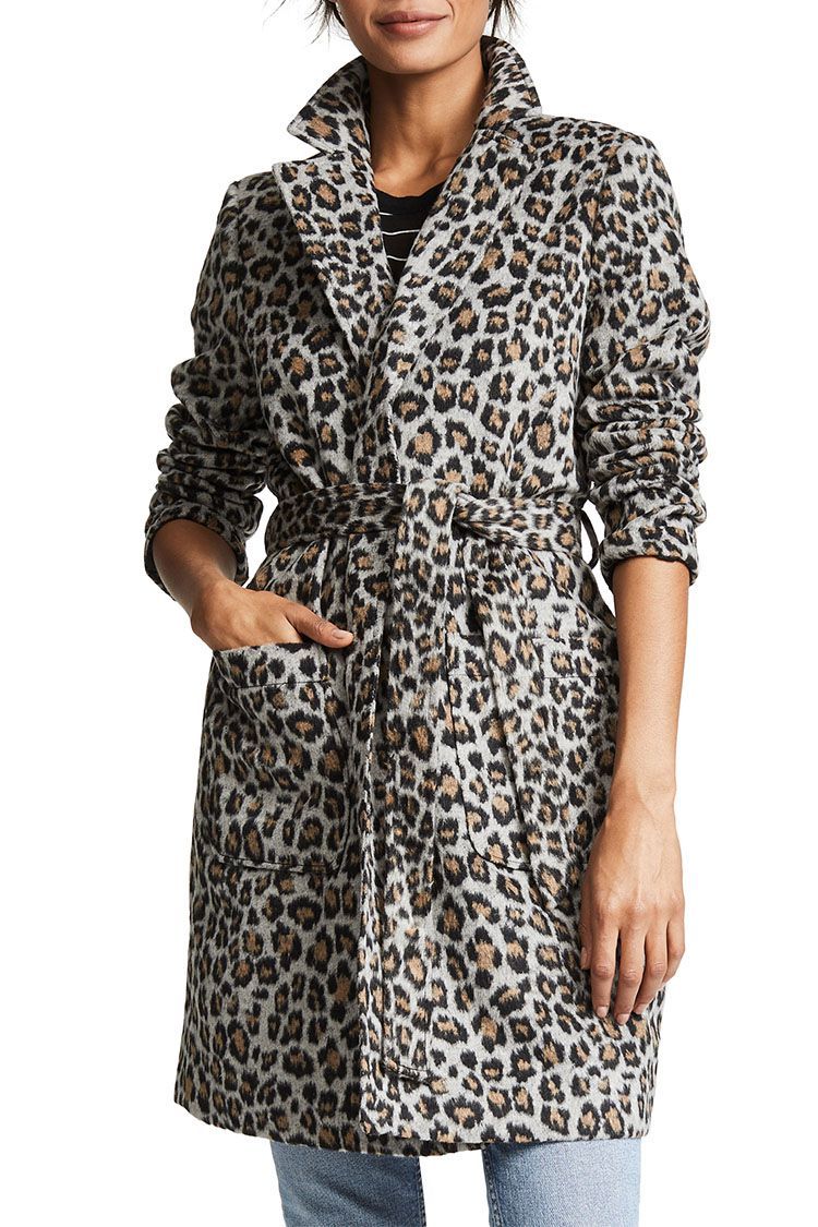 Cupcakes and Cashmere Fabrice Faux-Leopard Wrap Coat