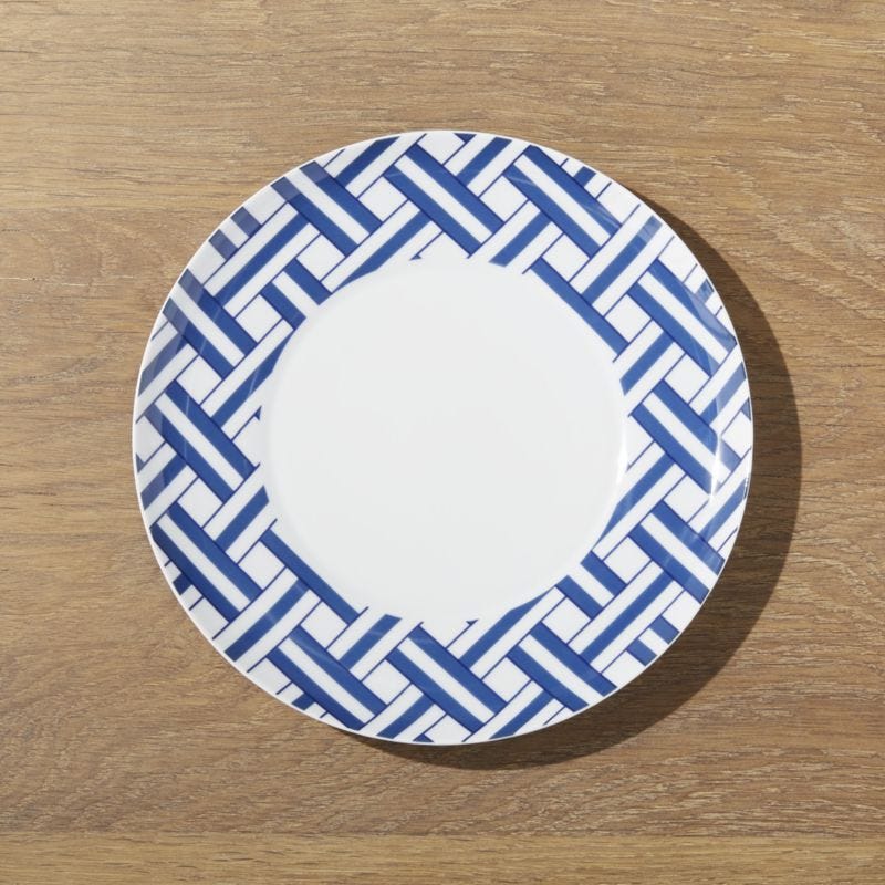 Indigo Vine Basketweave Dessert Plate
