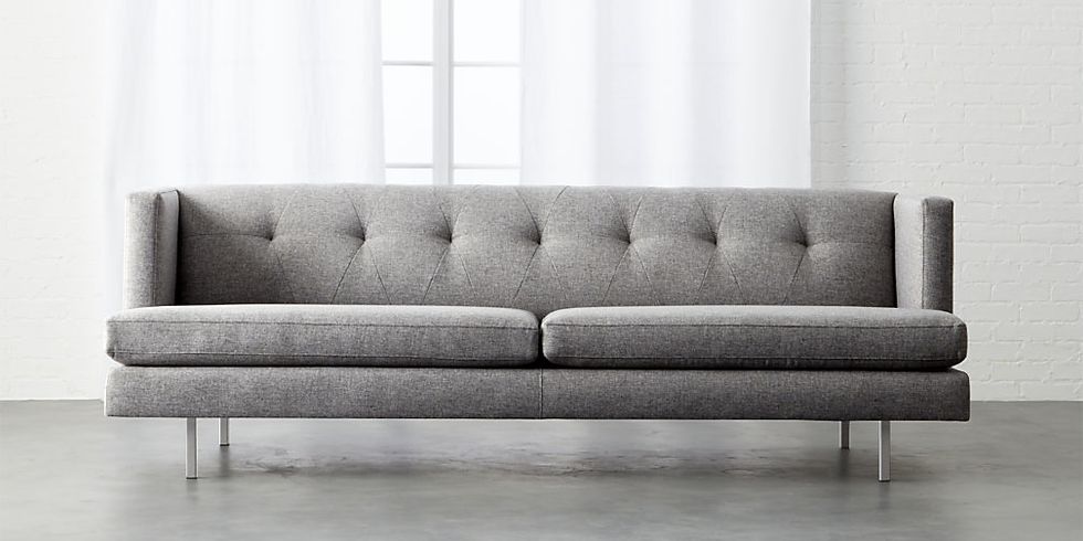 avec grey sofa with brushed stainless steel legs
