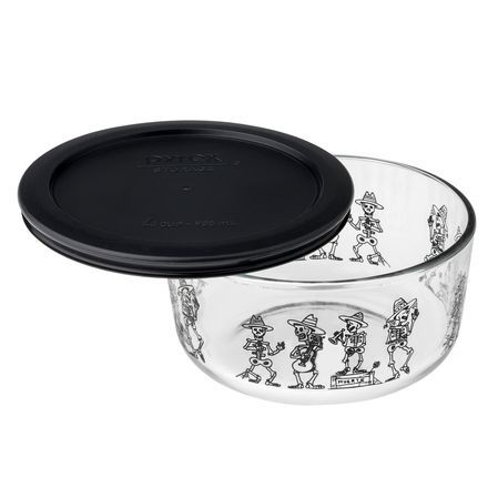 Pyrex Simply Store 4-Cup Day of the Dead Mariachi Band Storage Dish w/ Black Lid