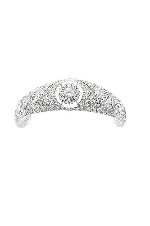 Real Austrian Crystals CZ Princess Wedding Bridal Crown Tiara Diadem Hair Accessories Jewelry HG078
