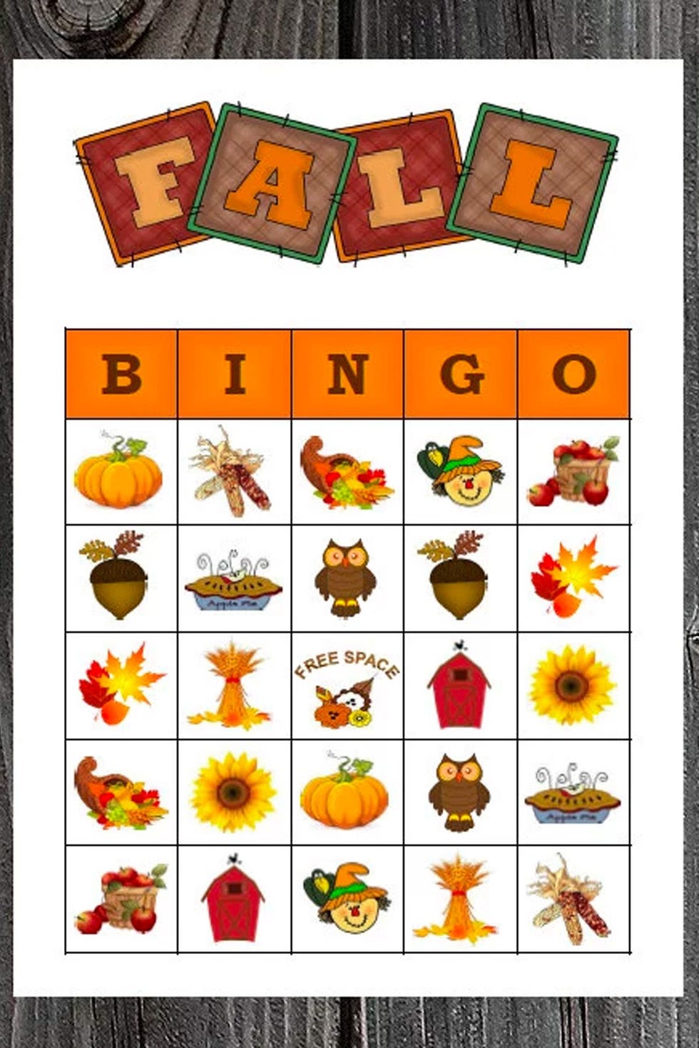 Fall Autumn Bingo