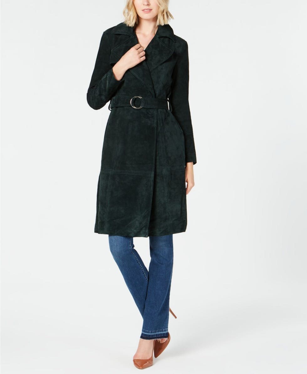 Suede O-Ring Trench Coat