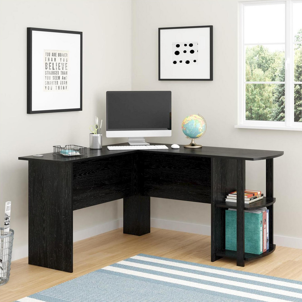L-Shaped Desk With Bookshelves