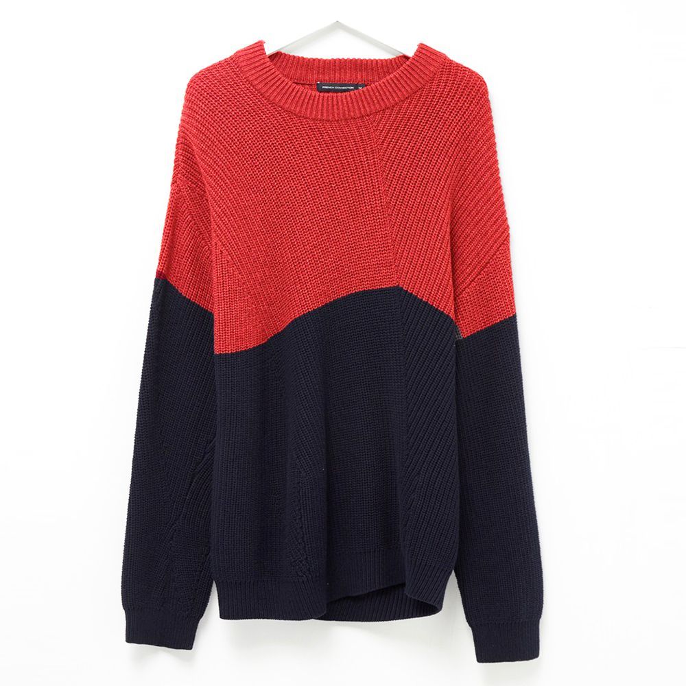 French Connection Asymmetrical Color Block Sweater