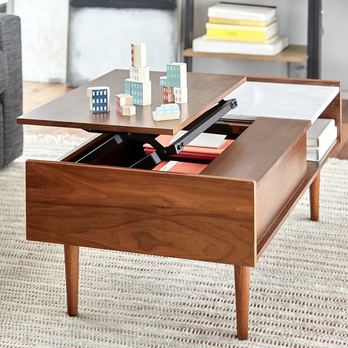 Wooden Coffee Table With Storage Drawers