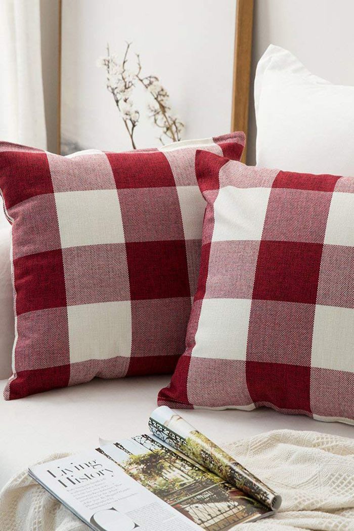 christmas plaid throw pillows