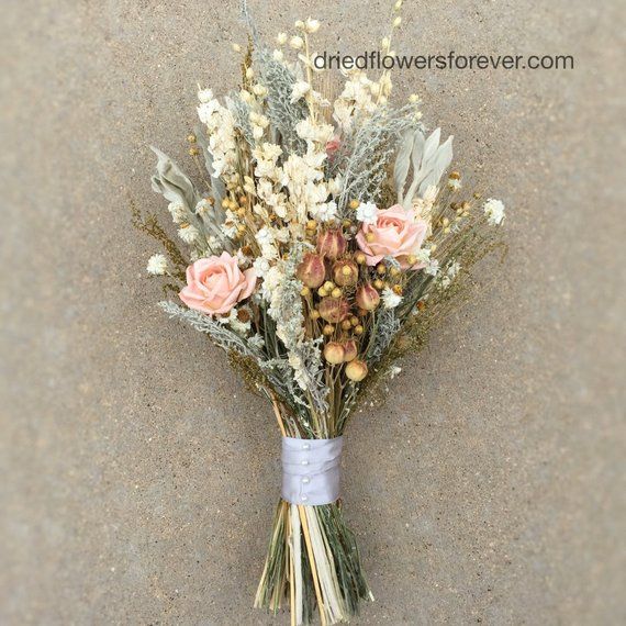 Peach Dried Flower Wedding Bouquet