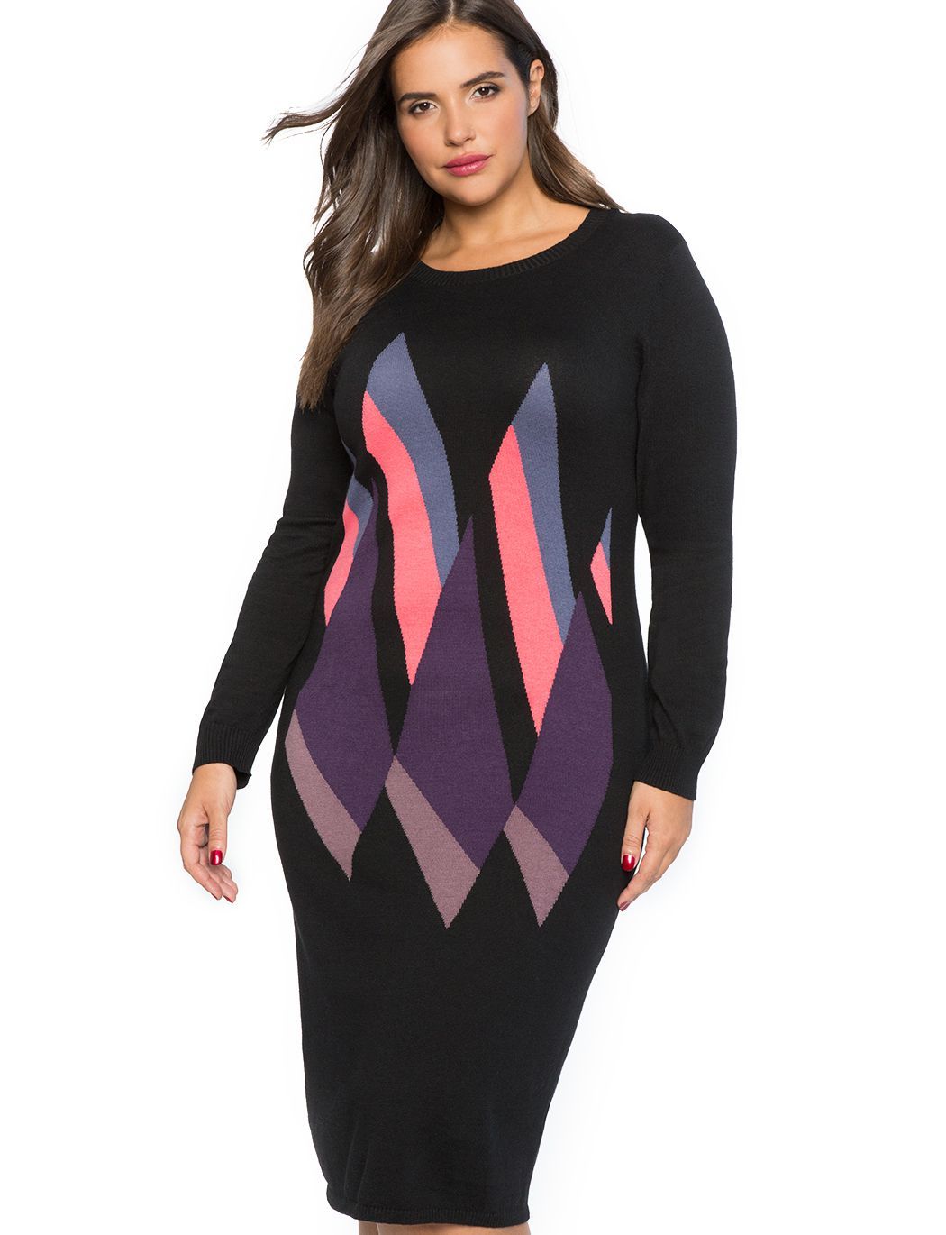 Graphic-Print Sweater Dress
