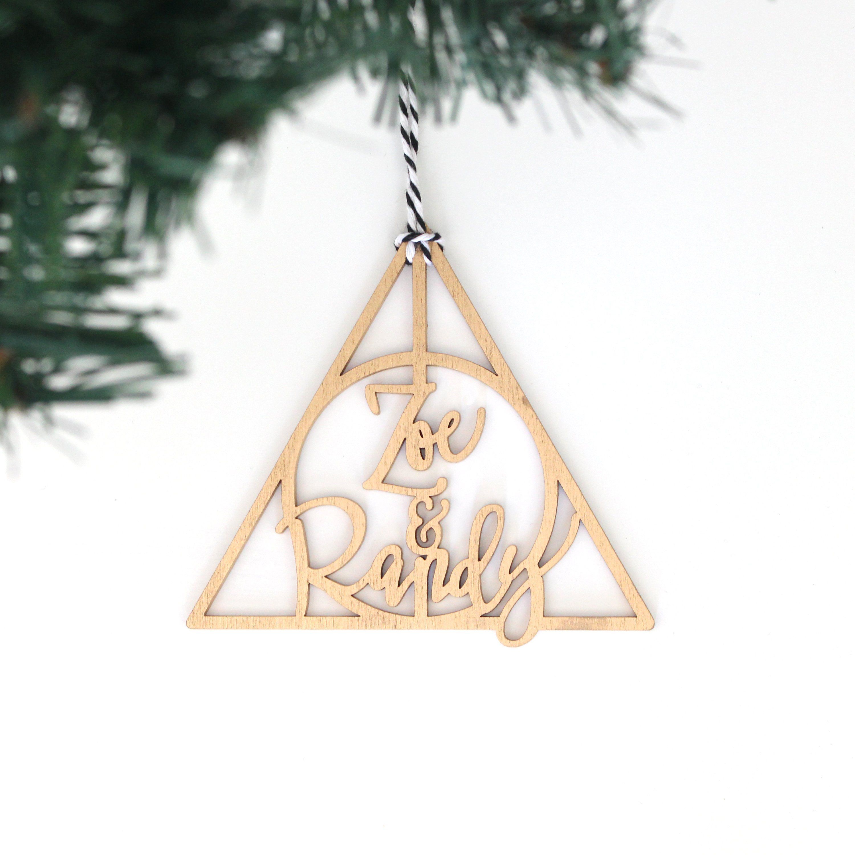 NEW Gold Glass Christmas Tree Ornament Harry Potter Deathly Hallows Glasses Scar 