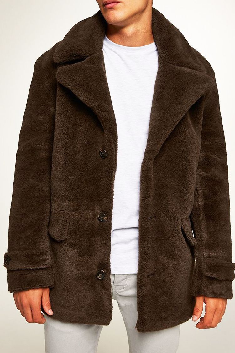 Fur hot sale peacoat mens