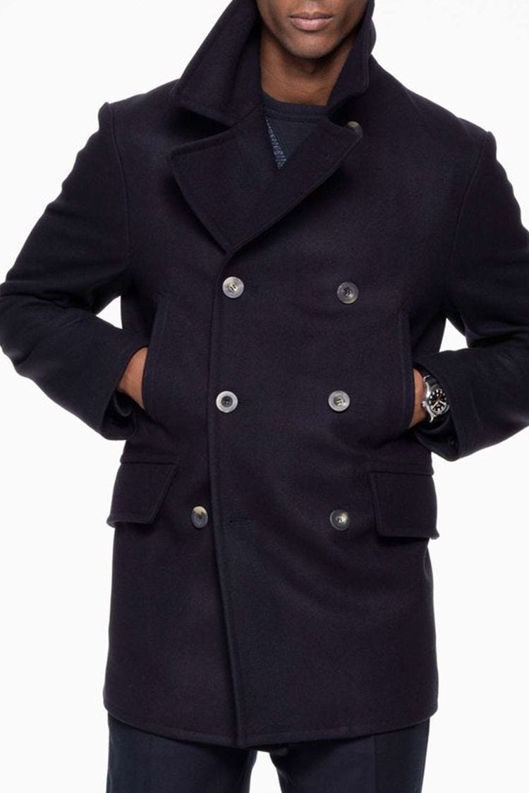 Todd Snyder Italian Wool Peacoat in Brown for Men