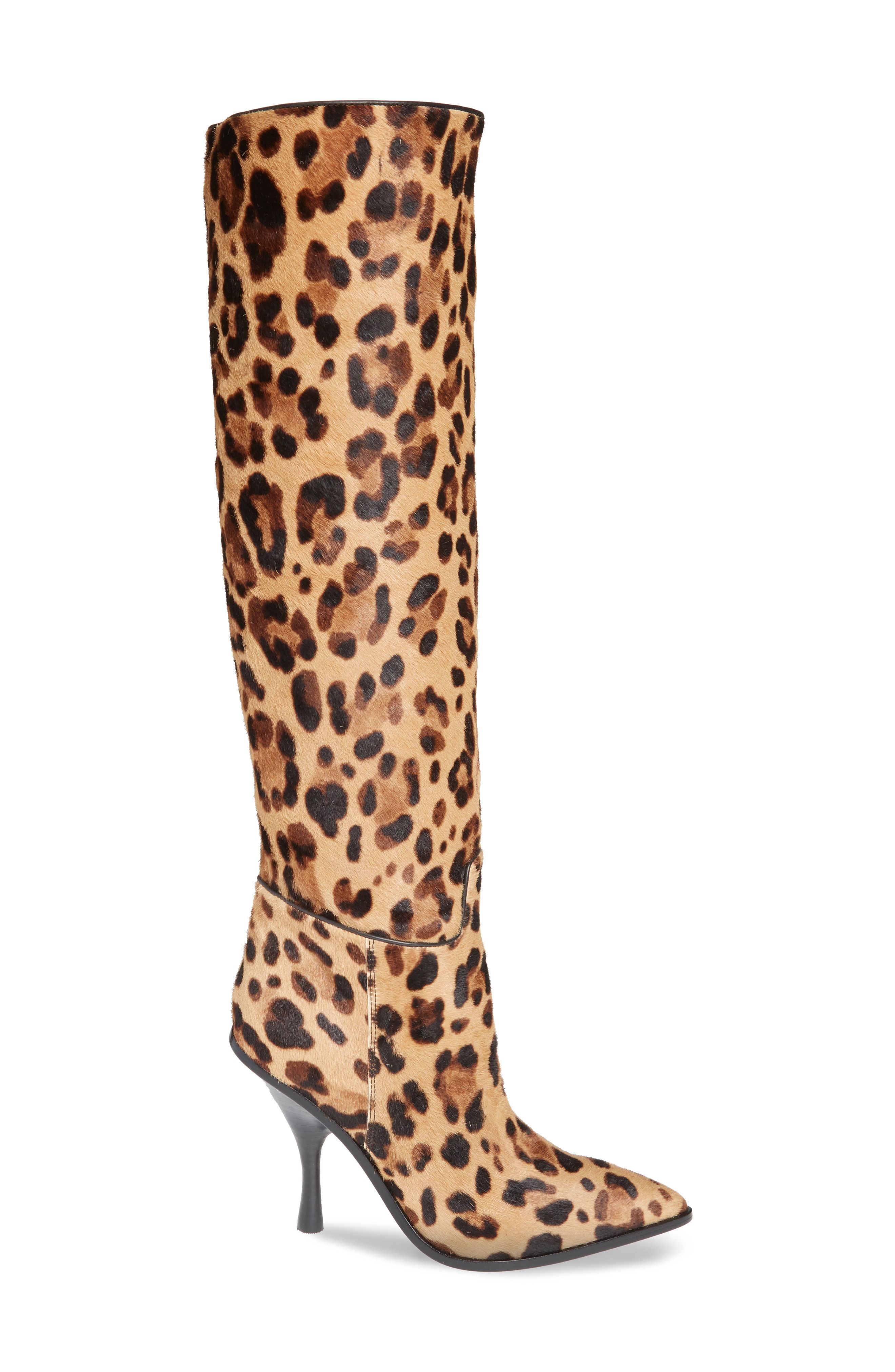leopard skin knee high boots