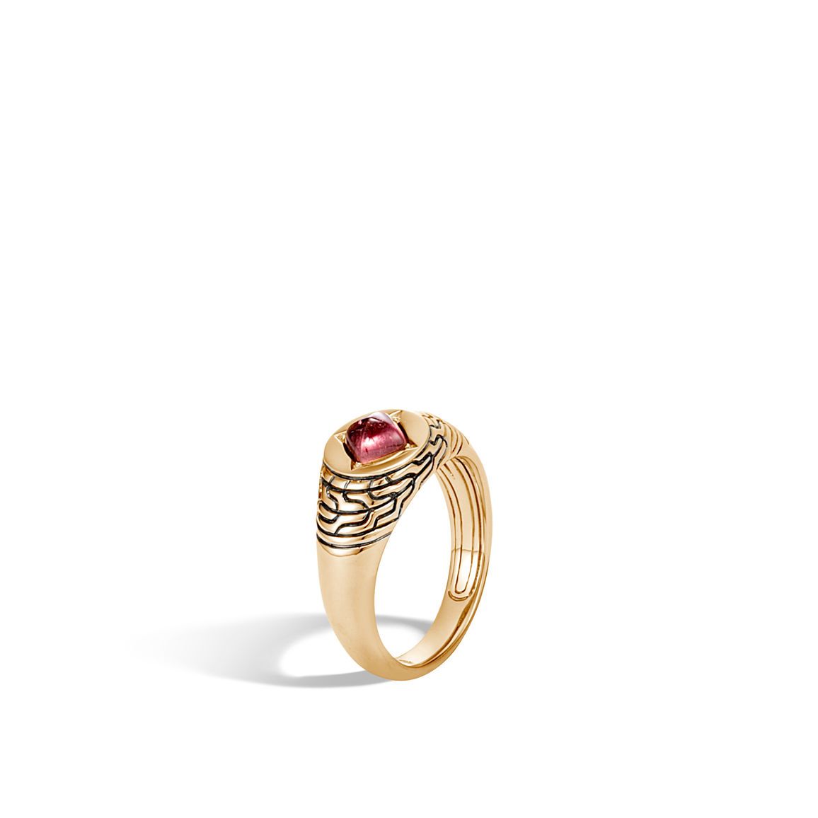 Classic Chain Pinky Signet Ring with Pink Tourmaline